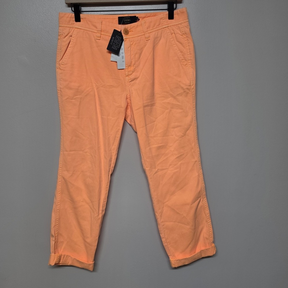 J.Crew Sunday Slim Chino Pants Womens Petite 4 Neon Orange Cotton NWT‎